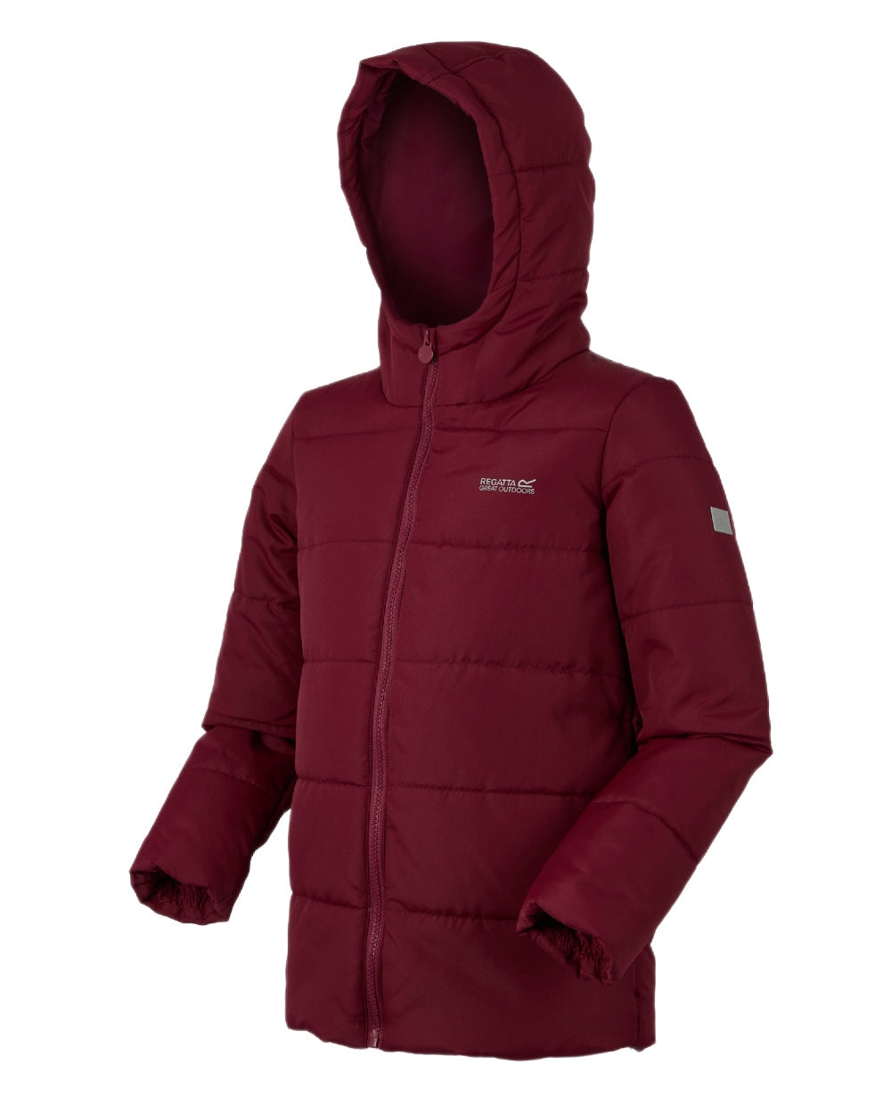 Dark Pimento Coloured Regatta Childrens Halkner Quilted Jacket on white background 