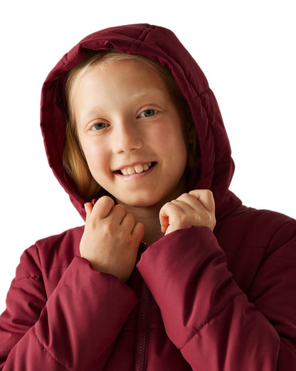 Dark Pimento Coloured Regatta Childrens Halkner Quilted Jacket on white background 