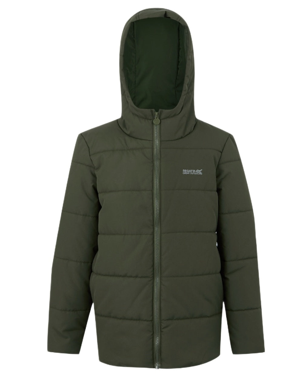 Green Coloured Regatta Childrens Halkner Quilted Jacket on white background 