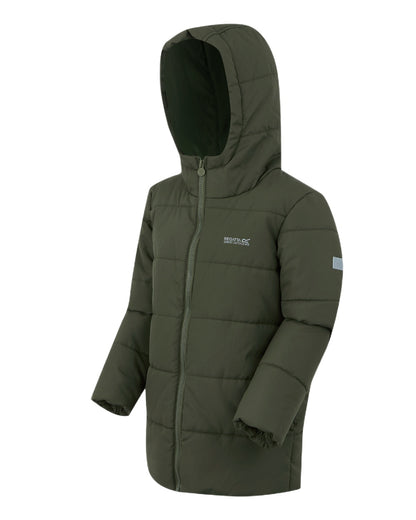 Green Coloured Regatta Childrens Halkner Quilted Jacket on white background 