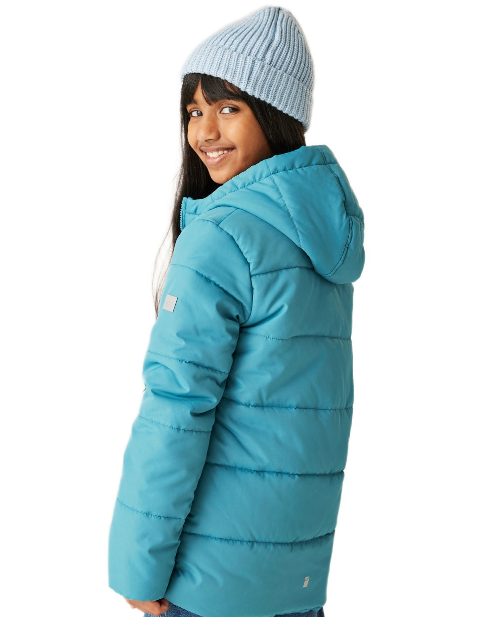 Navy Blue Coloured Regatta Childrens Halkner Quilted Jacket on white background 
