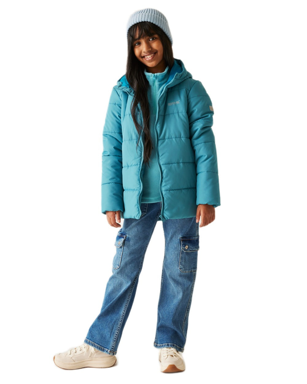 Navy Blue Coloured Regatta Childrens Halkner Quilted Jacket on white background 