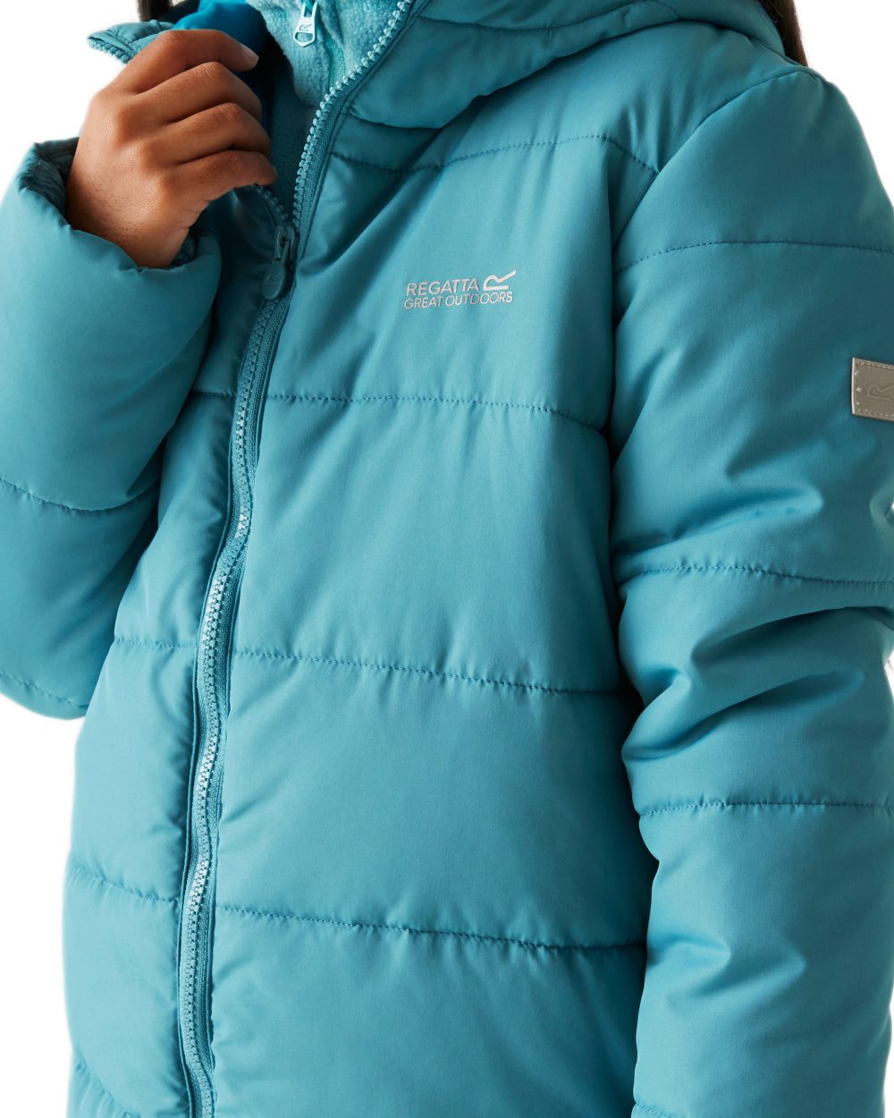 Navy Blue Coloured Regatta Childrens Halkner Quilted Jacket on white background 