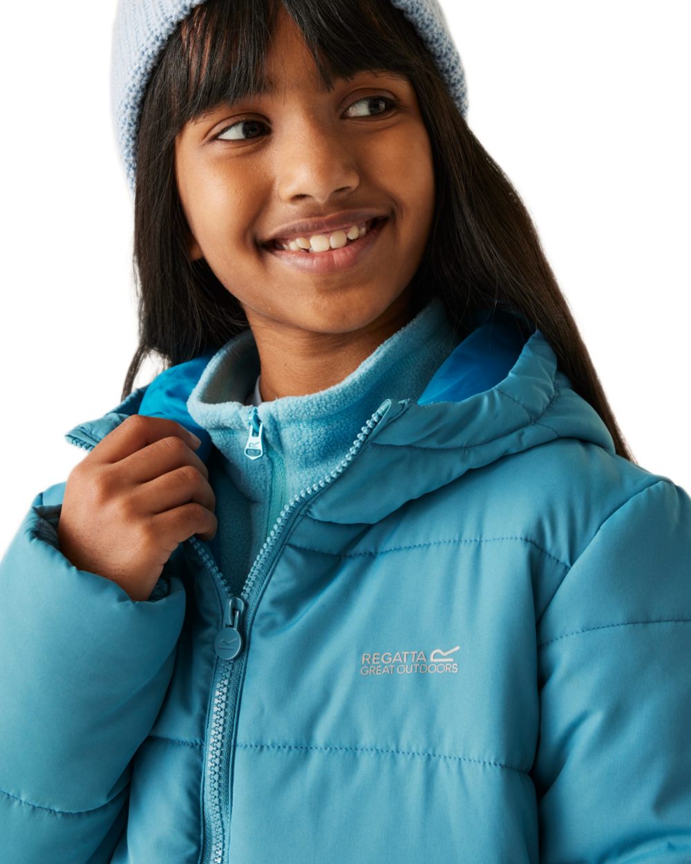 Navy Blue Coloured Regatta Childrens Halkner Quilted Jacket on white background 