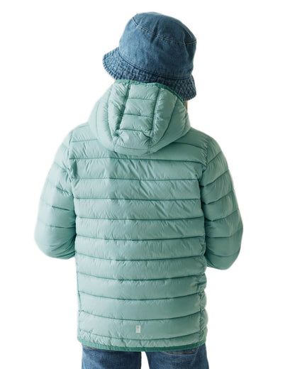 Green Haze Spruce Green Coloured Regatta Childrens Hooded Marizion Padded Jacket on white background 