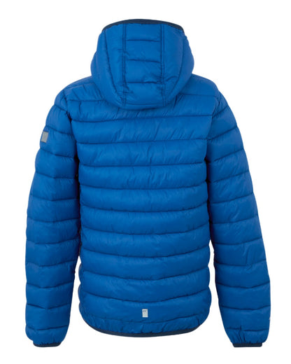 Snorkel Blue Moonlight Denim Coloured Regatta Childrens Hooded Marizion Padded Jacket on white background 