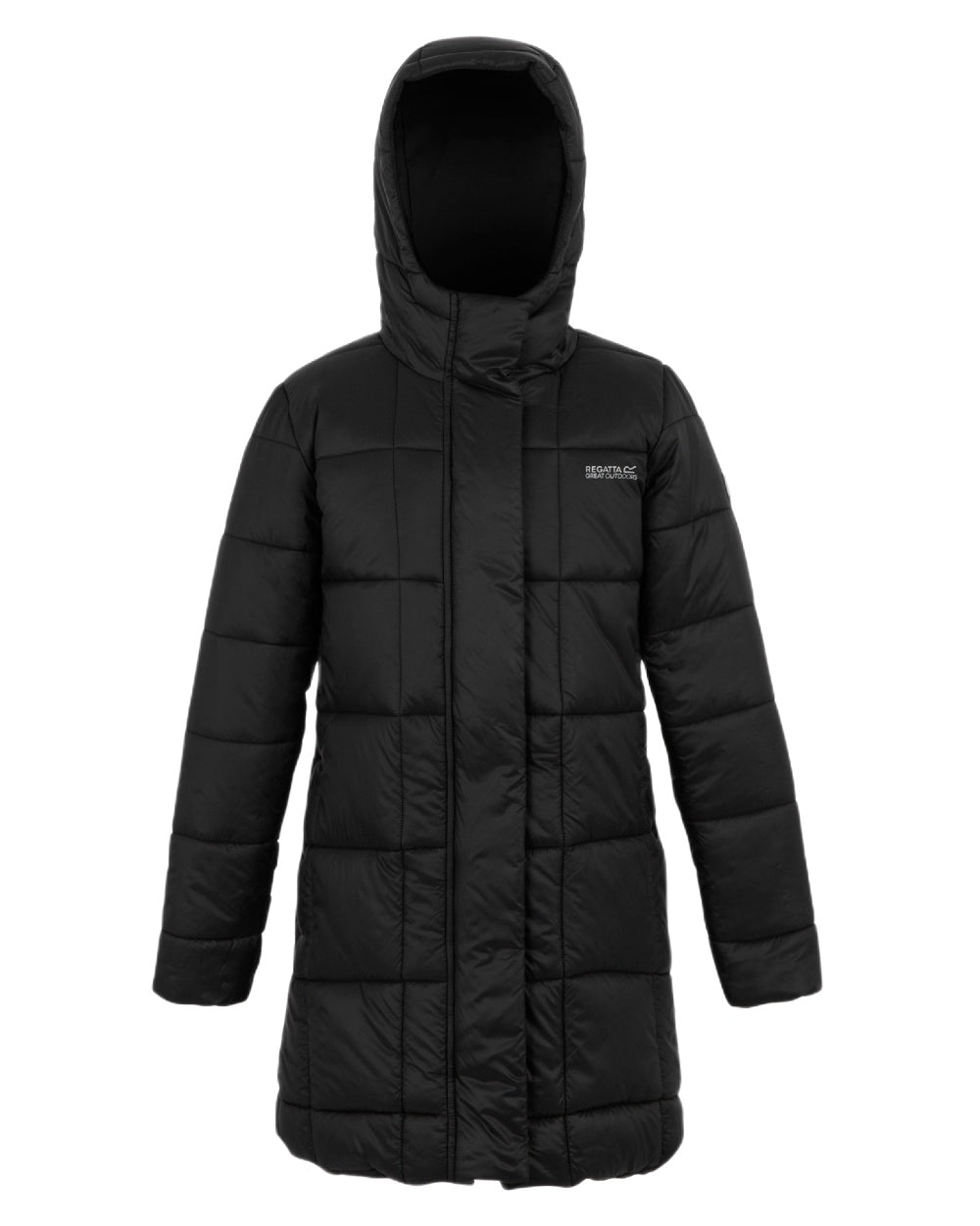 Black Coloured Regatta Childrens Junior Embrie Quilted Jacket on white background 