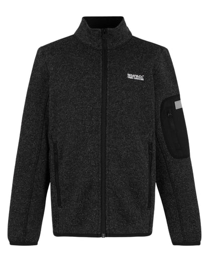 Black Coloured Regatta Childrens Junior Newhill Full Zip Fleece Jacket on white background 