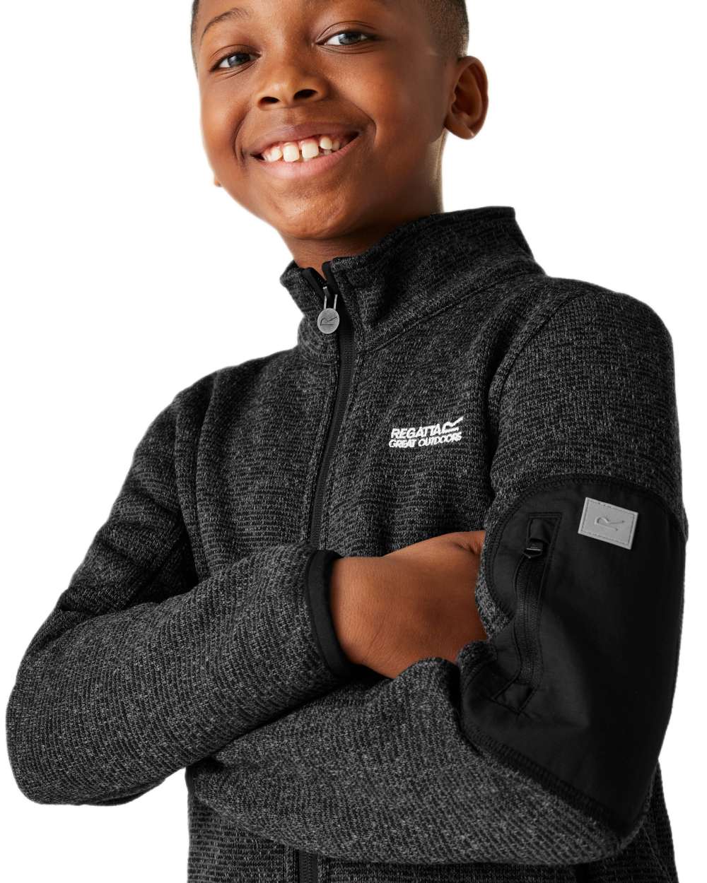 Black Coloured Regatta Childrens Junior Newhill Full Zip Fleece Jacket on white background 