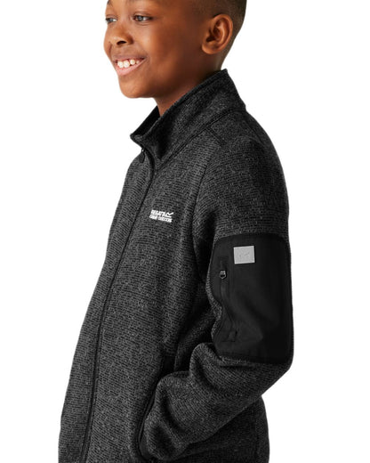 Black Coloured Regatta Childrens Junior Newhill Full Zip Fleece Jacket on white background 
