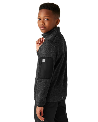 Black Coloured Regatta Childrens Junior Newhill Full Zip Fleece Jacket on white background 