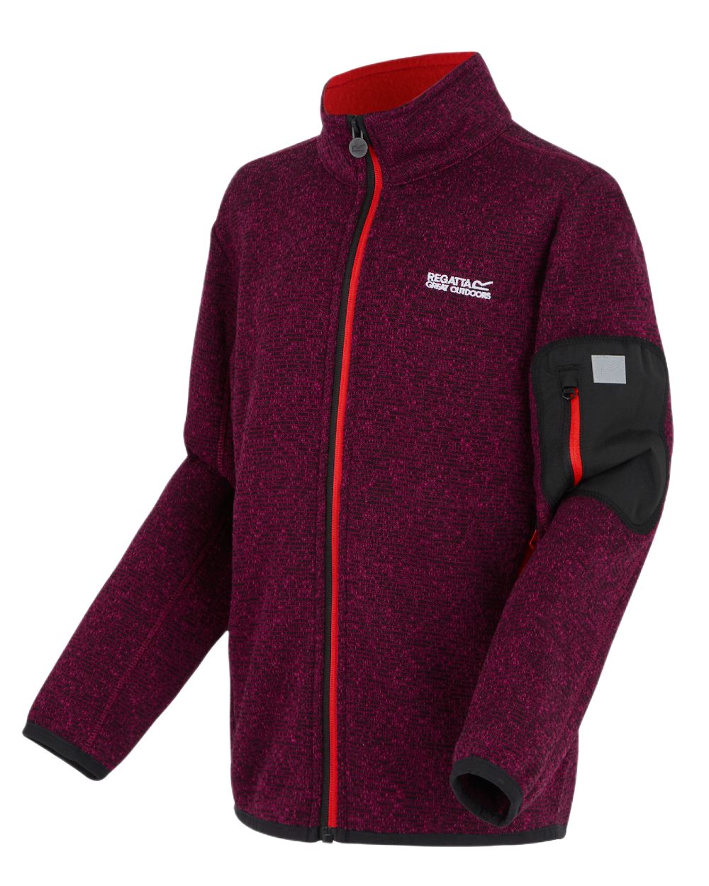 Dark Pimento Coloured Regatta Childrens Junior Newhill Full Zip Fleece Jacket on white background 