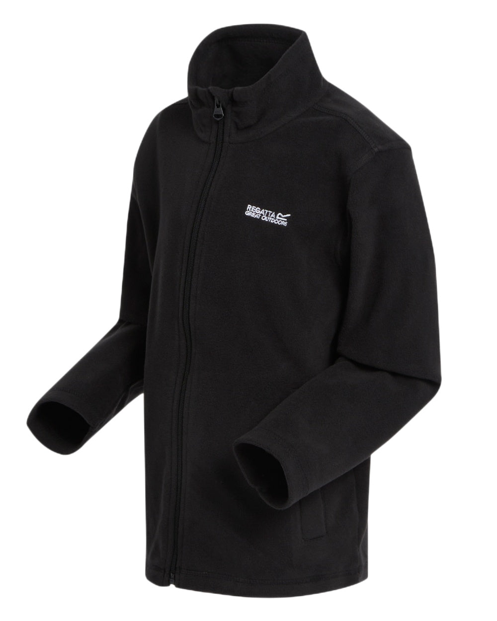 Black Coloured Regatta Childrens King II Full Zip Fleece Jacket on white background 