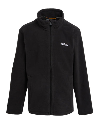 Black Coloured Regatta Childrens King II Full Zip Fleece Jacket on white background 