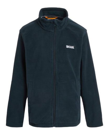 Navy Blue Coloured Regatta Childrens King II Full Zip Fleece Jacket on white background 