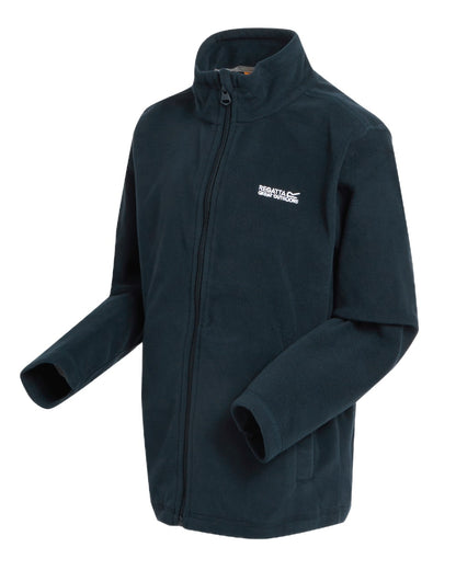Navy Blue Coloured Regatta Childrens King II Full Zip Fleece Jacket on white background 
