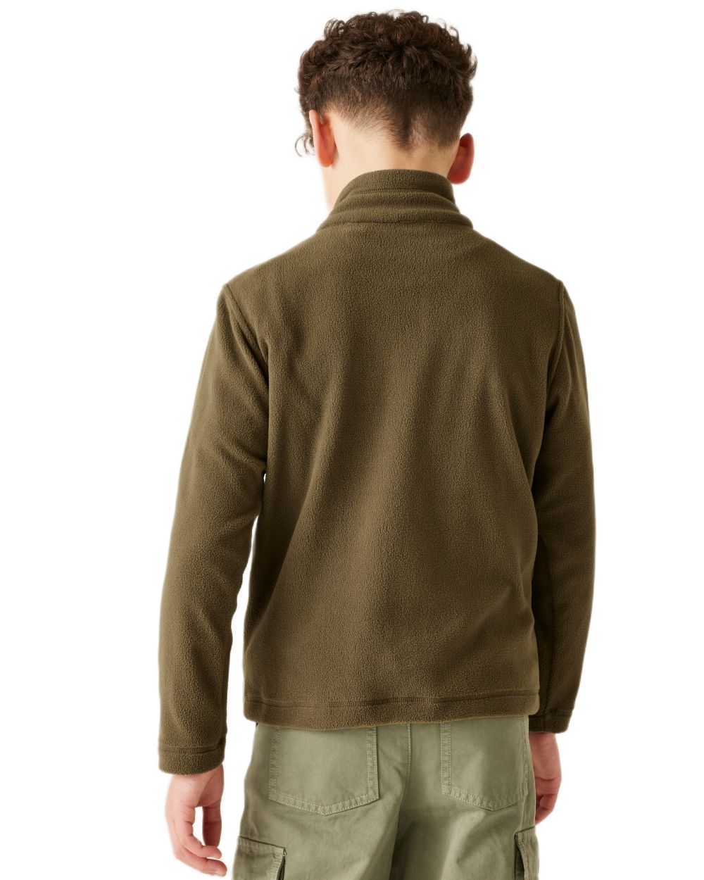 Olive Night Coloured Regatta Childrens King II Full Zip Fleece Jacket on white background 