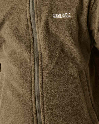 Olive Night Coloured Regatta Childrens King II Full Zip Fleece Jacket on white background 
