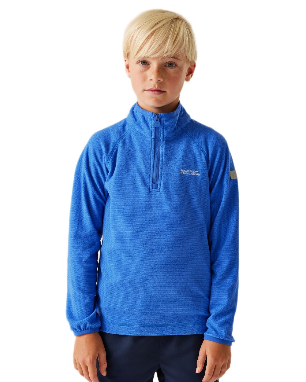 Olympian Blue Nebulas Blue Coloured Regatta Childrens Loco Half Zip Fleece Jacket on white background 