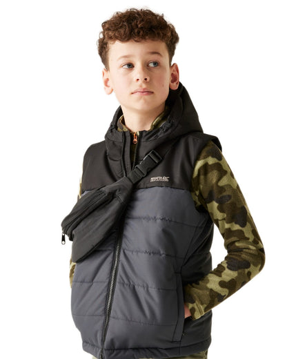 Black Sealgrey Coloured Regatta Childrens Lofthouse Bodywarmer Gilet on white background 