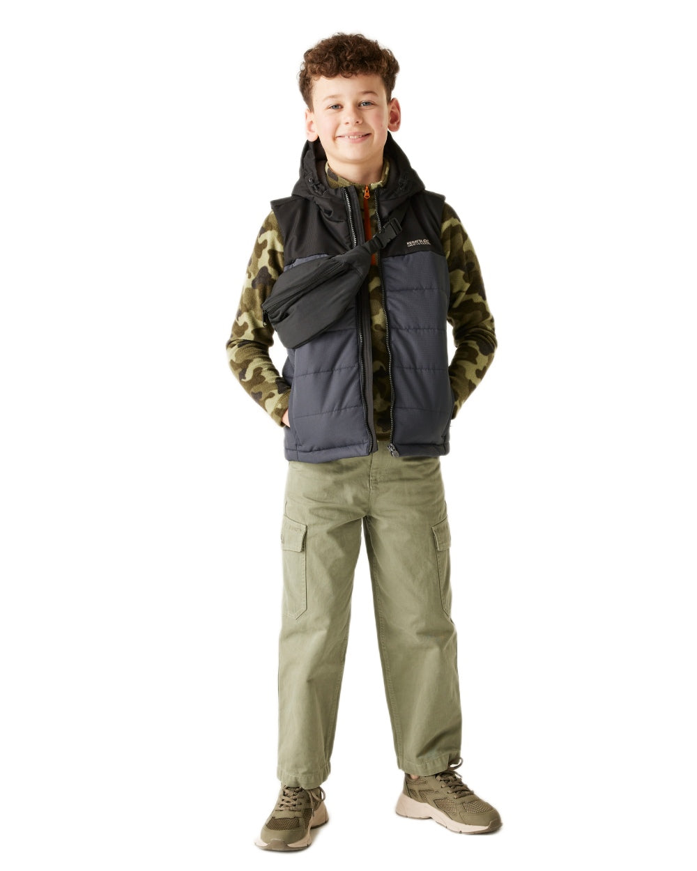 Black Sealgrey Coloured Regatta Childrens Lofthouse Bodywarmer Gilet on white background 