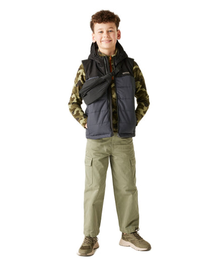 Black Sealgrey Coloured Regatta Childrens Lofthouse Bodywarmer Gilet on white background 