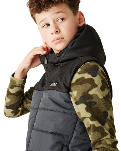 Black Sealgrey Coloured Regatta Childrens Lofthouse Bodywarmer Gilet on white background 