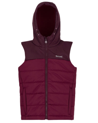 Fig Dark Pimento Coloured Regatta Childrens Lofthouse Bodywarmer Gilet on white background 