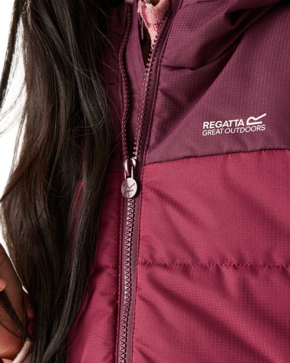 Fig Dark Pimento Coloured Regatta Childrens Lofthouse Bodywarmer Gilet on white background 