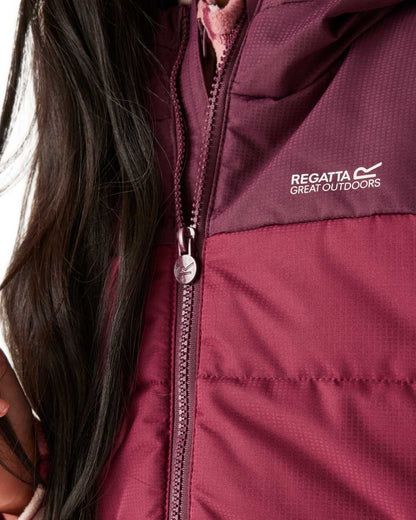 Fig Dark Pimento Coloured Regatta Childrens Lofthouse Bodywarmer Gilet on white background 