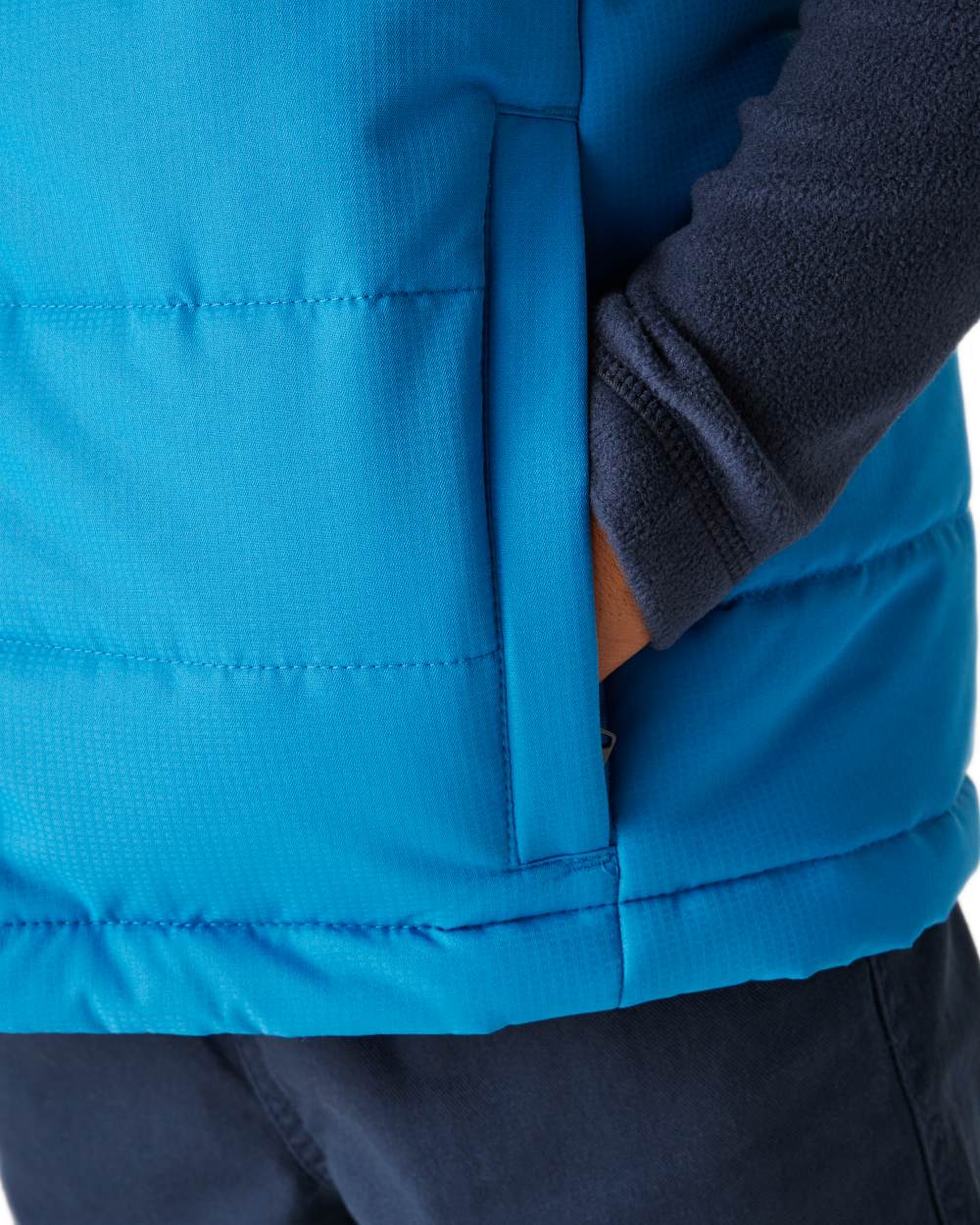 Navy Snorkel Blue Coloured Regatta Childrens Lofthouse Bodywarmer Gilet on white background 