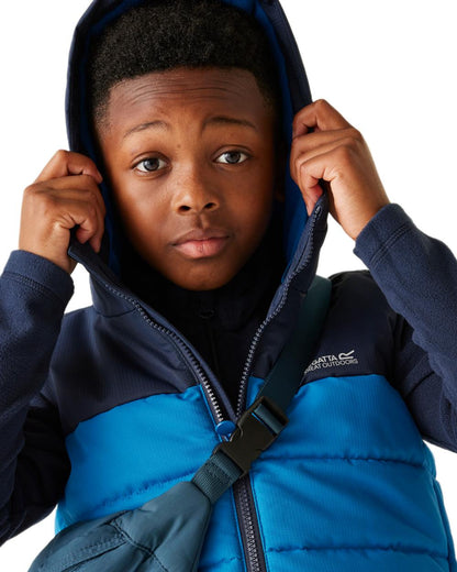 Navy Snorkel Blue Coloured Regatta Childrens Lofthouse Bodywarmer Gilet on white background 