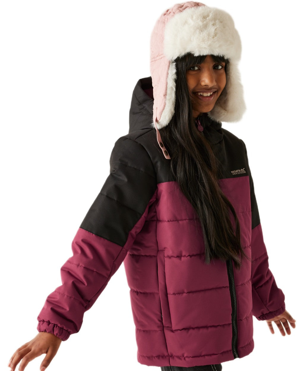 Black Dark Pimento Coloured Regatta Childrens Lofthouse Insulated Jacket on white background 