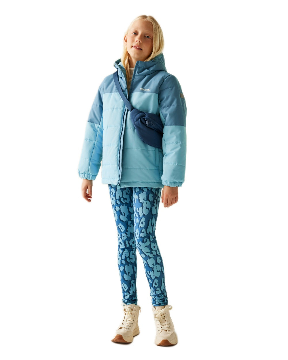 Storm Blue Nordic Blue Coloured Regatta Childrens Lofthouse Insulated Jacket on white background 