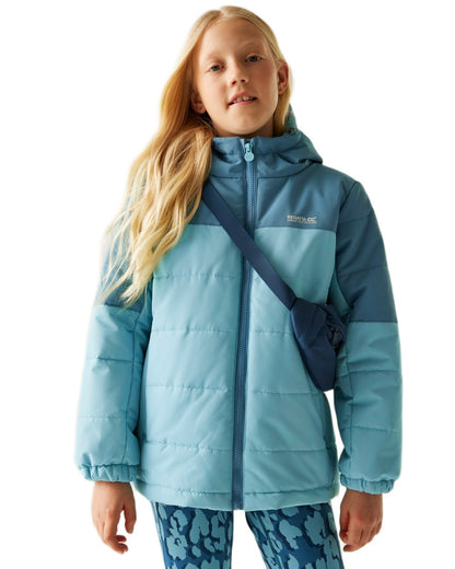 Storm Blue Nordic Blue Coloured Regatta Childrens Lofthouse Insulated Jacket on white background 