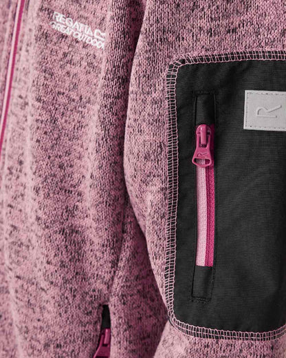 Lilas Beaujolais Coloured Regatta Childrens Newhill Full Zip Fleece Jacket on white background 