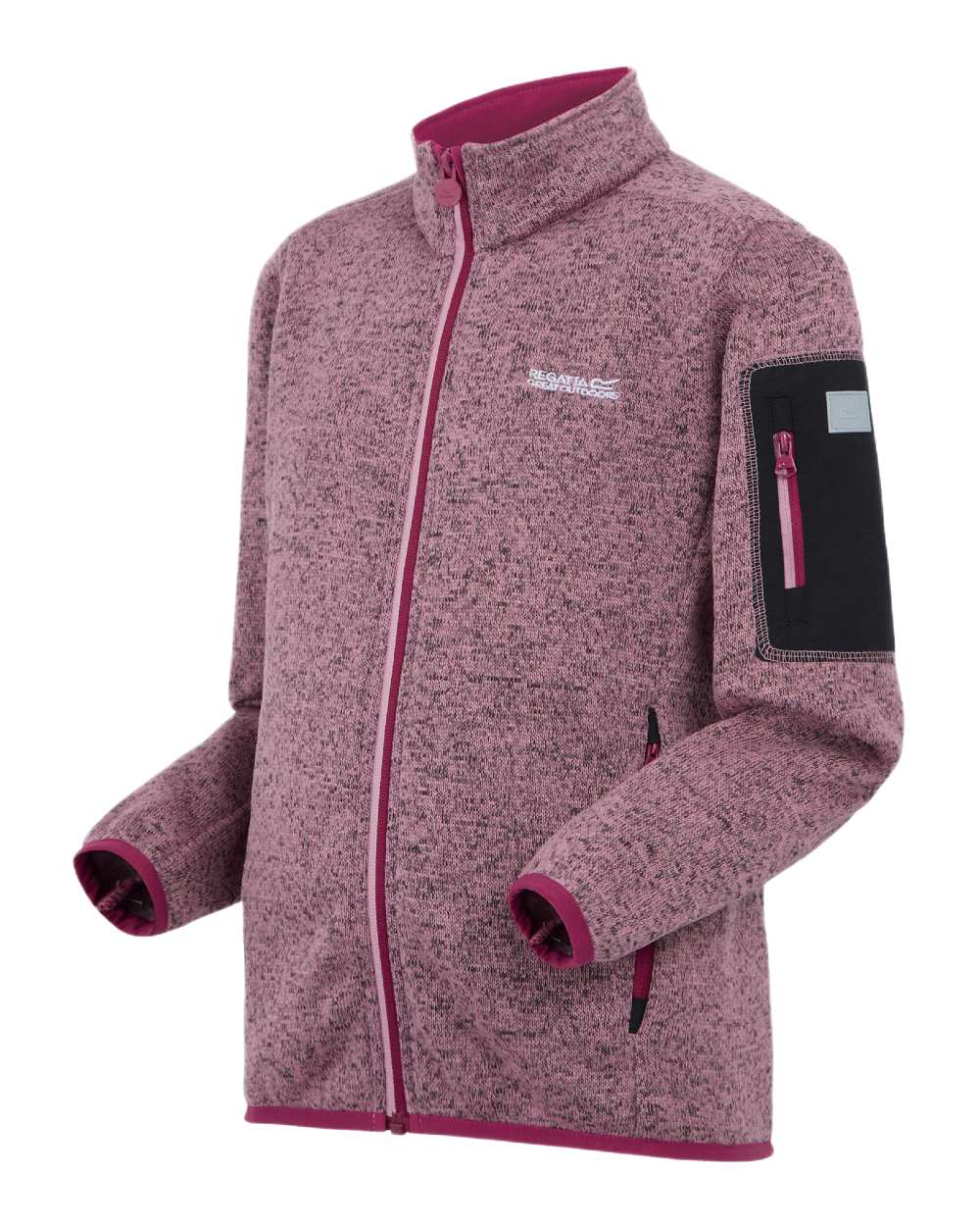 Lilas Beaujolais Coloured Regatta Childrens Newhill Full Zip Fleece Jacket on white background 