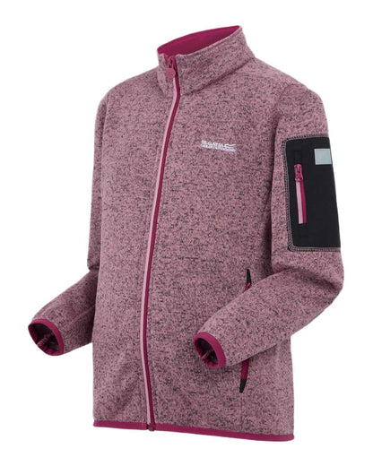 Lilas Beaujolais Coloured Regatta Childrens Newhill Full Zip Fleece Jacket on white background 