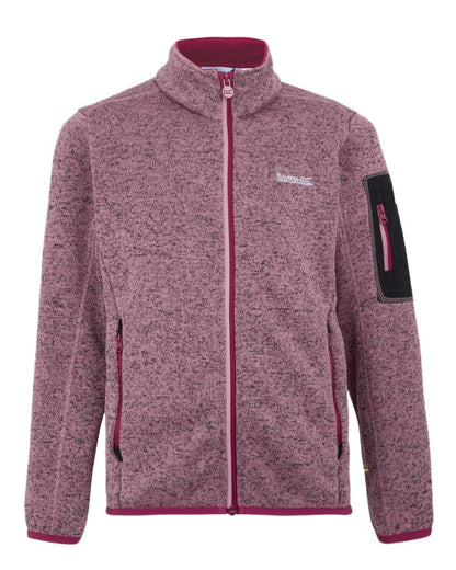 Lilas Beaujolais Coloured Regatta Childrens Newhill Full Zip Fleece Jacket on white background 
