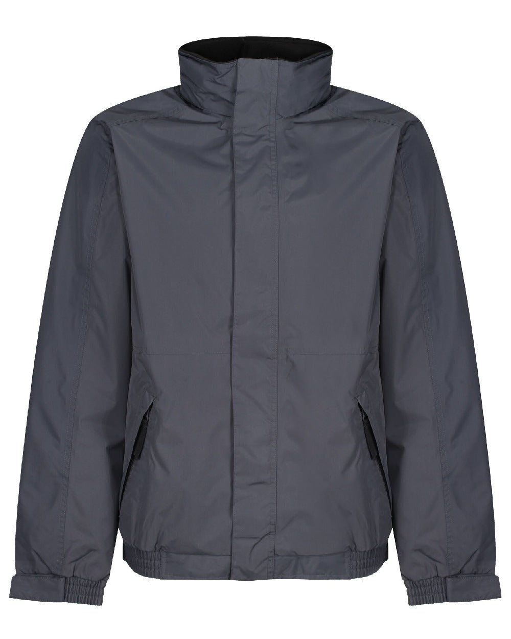 Seal Grey Black coloured Regatta Dover Fleece Lined Bomber Jacket on white background 