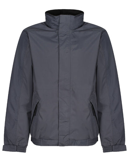 Seal Grey Black coloured Regatta Dover Fleece Lined Bomber Jacket on white background 