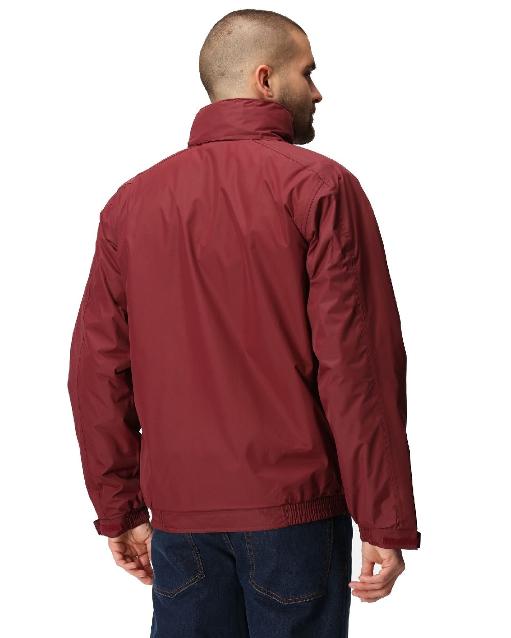 Burgundy coloured Regatta Dover Fleece Lined Bomber Jacket on white background 