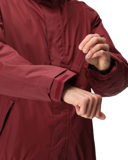 Burgundy coloured Regatta Dover Fleece Lined Bomber Jacket on white background 