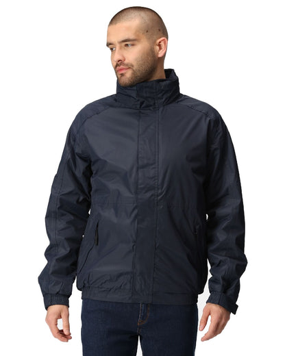 Navy coloured Regatta Dover Fleece Lined Bomber Jacket on white background 