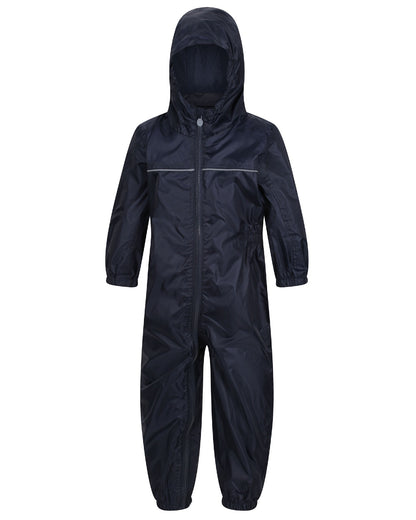 Navy coloured Regatta Kids Breathable Paddle Rain Suit on white background 