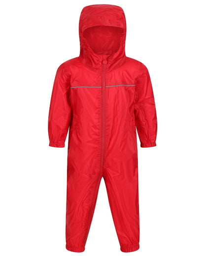 Classic Red coloured Regatta Kids Breathable Paddle Rain Suit on white background 