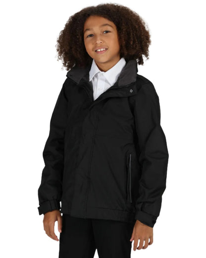 Black Ash coloured Regatta Kids Dover Fleece Lined Jacket on white background 