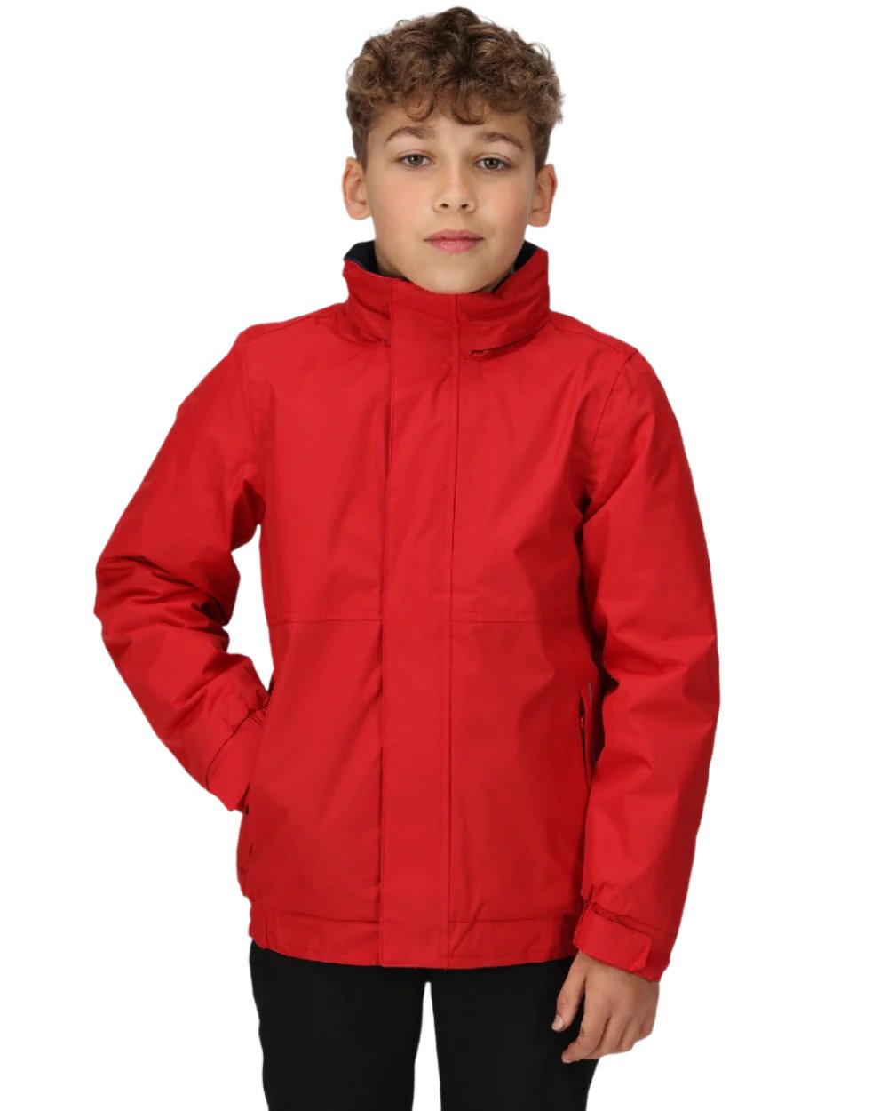 Classic Red Navy coloured Regatta Kids Dover Fleece Lined Jacket on white background 