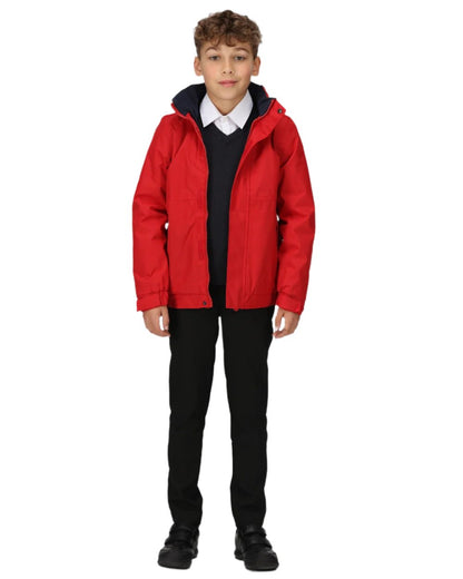 Classic Red Navy coloured Regatta Kids Dover Fleece Lined Jacket on white background 