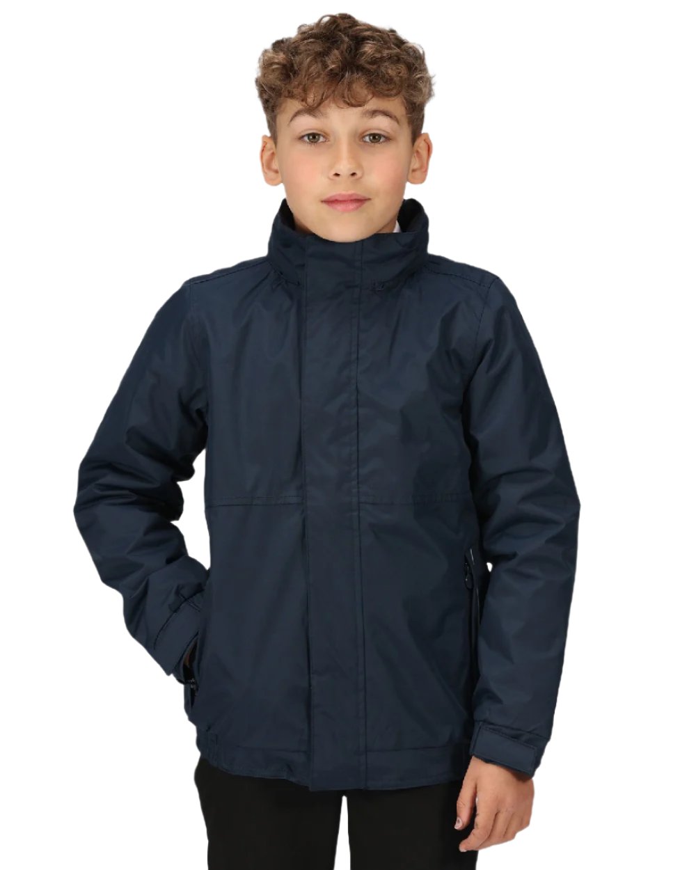 Navy Navy coloured Regatta Kids Dover Fleece Lined Jacket on white background 